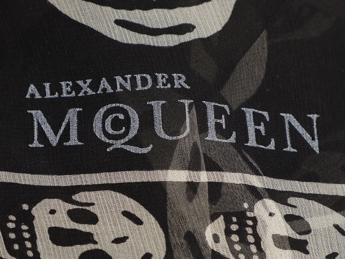 Alexander McQueen Pink and Black Skull Silk Scarf - Ann's Fabulous