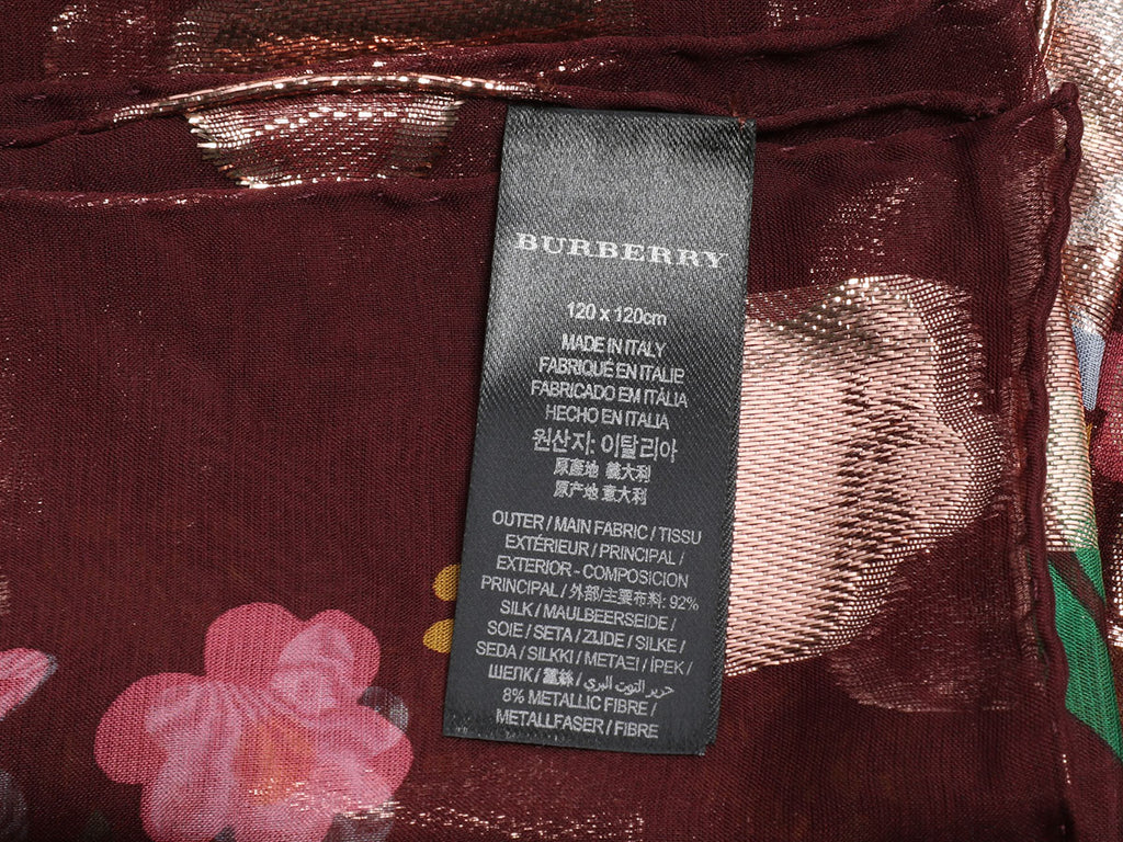 Burberry Floral Metallic Square Scarf