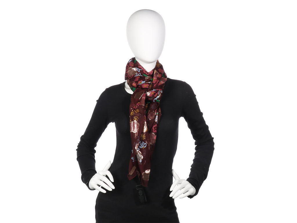 Burberry Floral Metallic Square Scarf