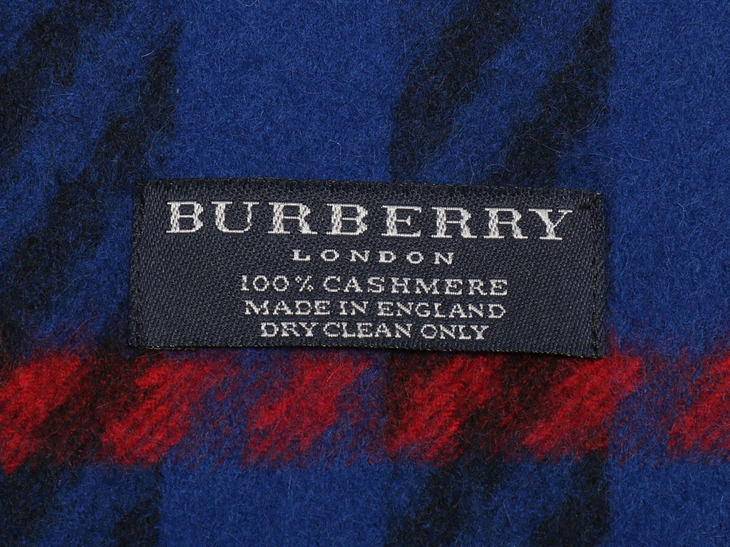 Burberry Blue Cashmere Check Scarf