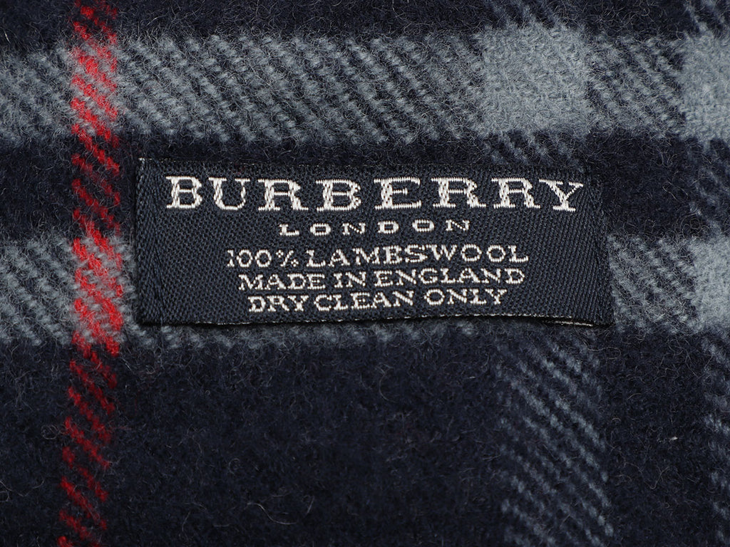 Burberry Navy and Red Wool Stole
