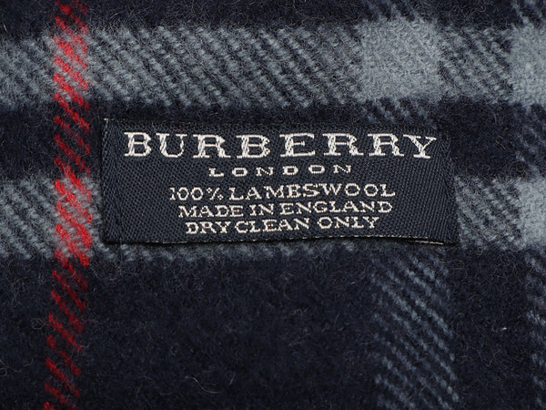 Burberry Navy and Red Wool Stole