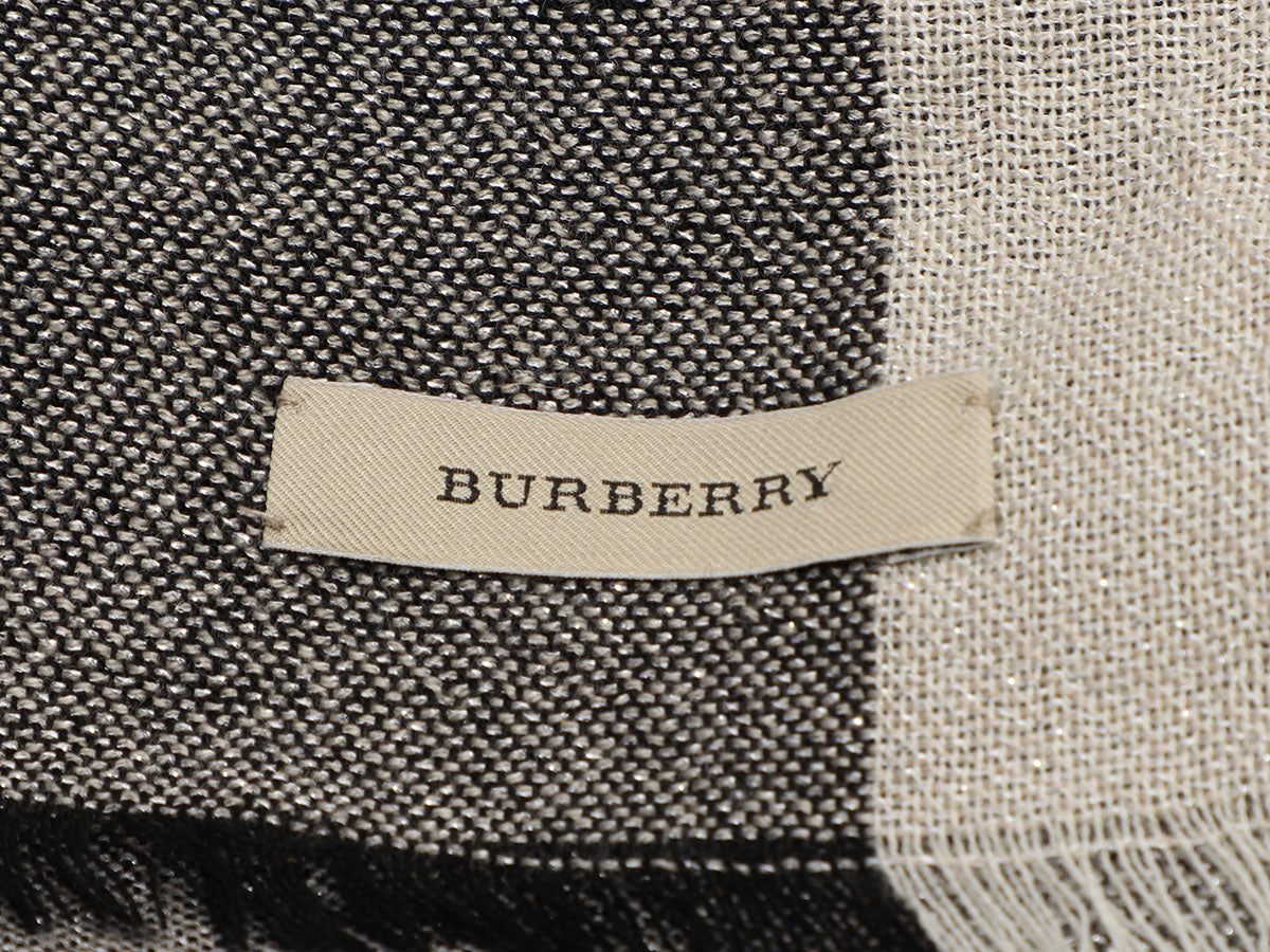 Burberry Black and Beige Sparkle Check Shawl - Ann's Fabulous Closeouts