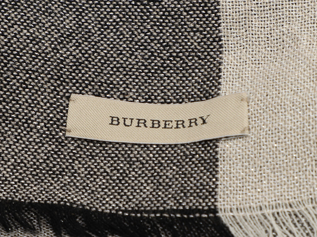 Burberry Black and Beige Sparkle Check Shawl