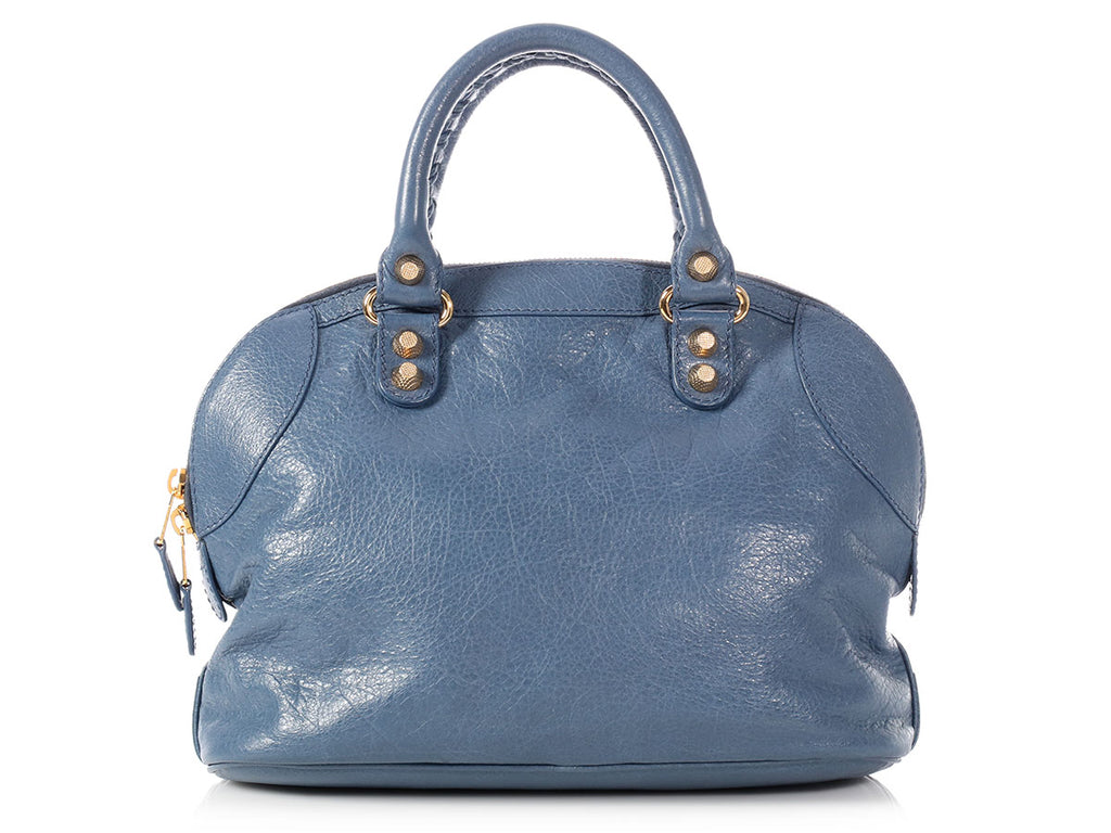 Balenciaga Mini Slate Blue Giant 12 Gold Bowling Bag