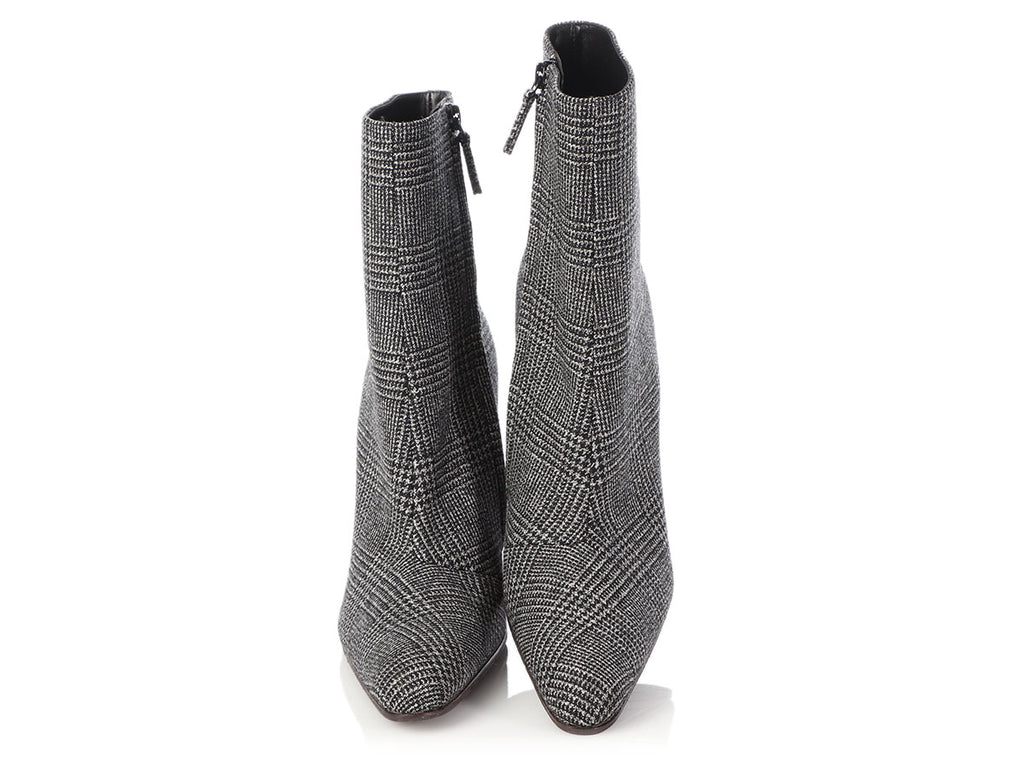 Balenciaga Black and Gray Tweed Ankle Boots
