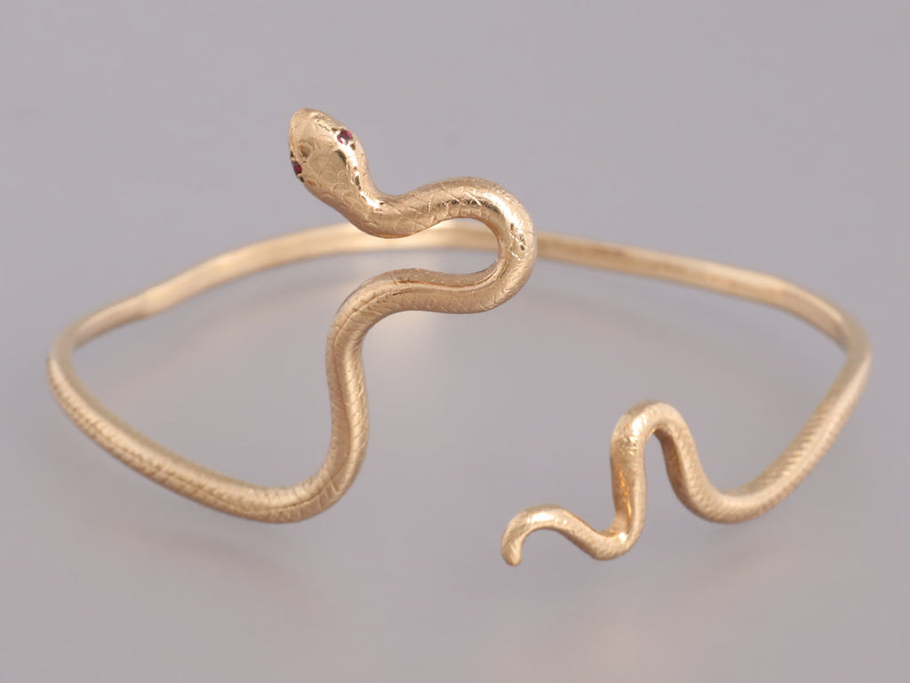 9K Yellow Gold and Ruby Snake Bracelet