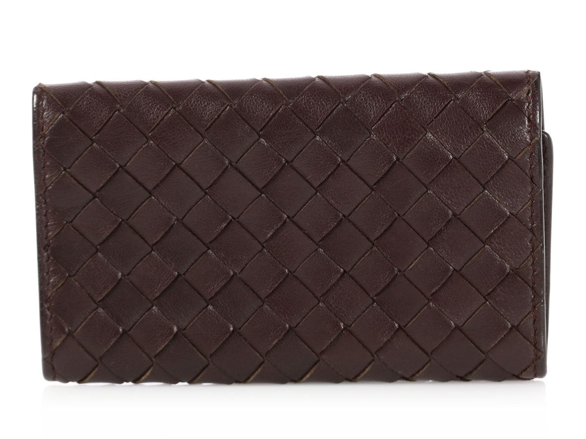 BOTTEGA VENETA Intrecciato Nappa Key Case Brown Leather