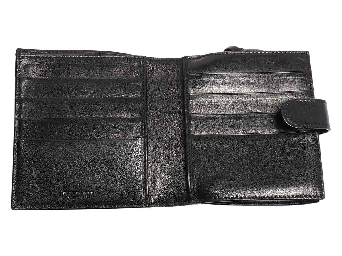 Bottega Veneta Black Compact Wallet - Ann's Fabulous Closeouts