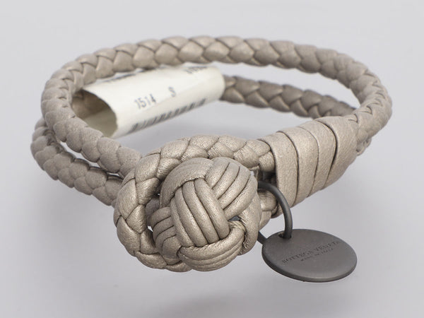Bottega Veneta Gray Leather Bracelet
