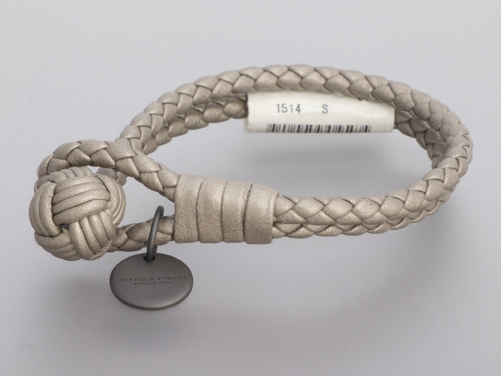 Bottega Veneta Gray Leather Bracelet