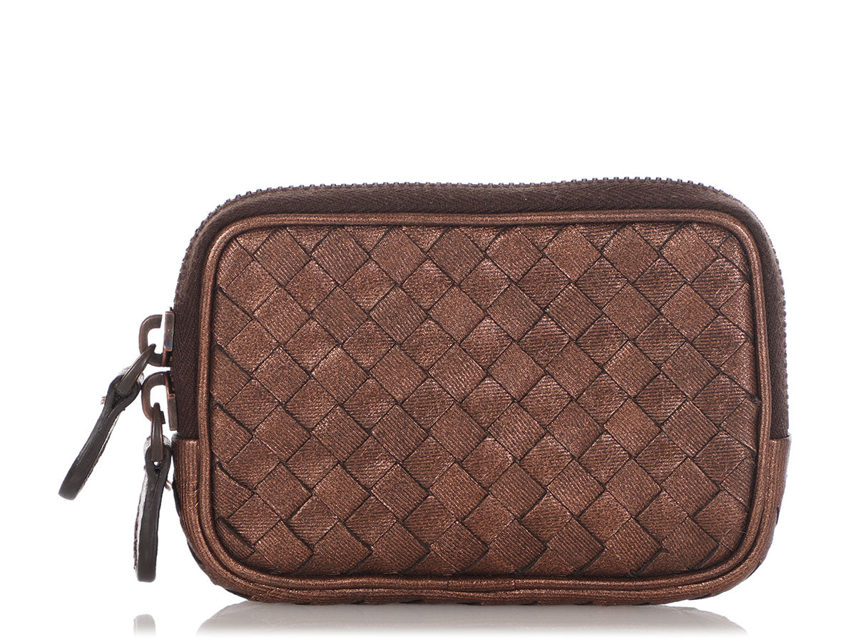 Bottega Veneta Bronze Zip Around Coin Purse Ann's Fabulous Closeouts