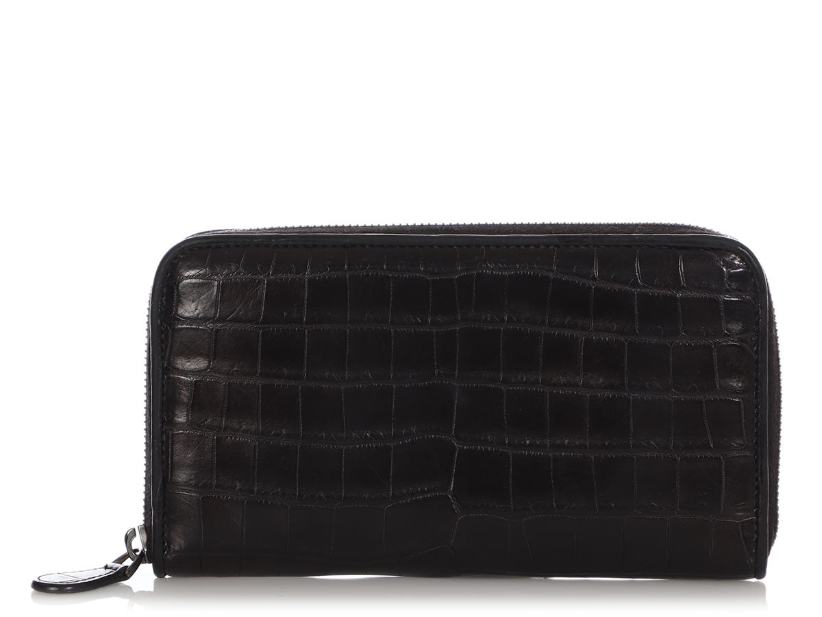 Louis Vuitton Zippy Wallet Crocodile Black Zip Long Wallet Long