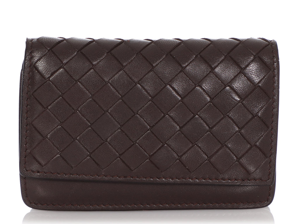 Bottega Veneta Brown Woven Leather Card Case
