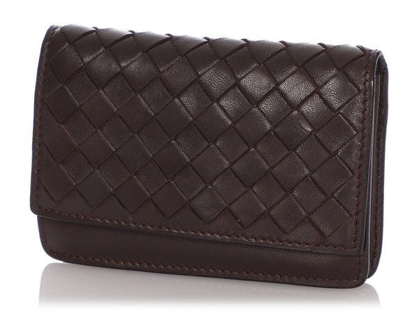 Bottega Veneta Brown Woven Leather Card Case