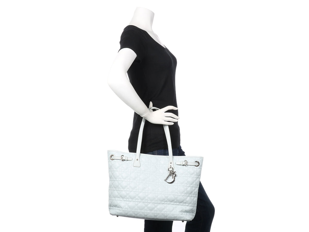 Dior White Cannage Coated Canvas and Leather Small Panarea Tote