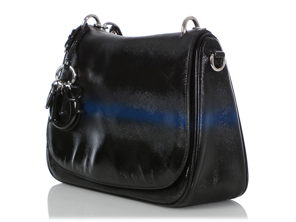 Dior’s Black and Blue Grained Leather Dune Bag