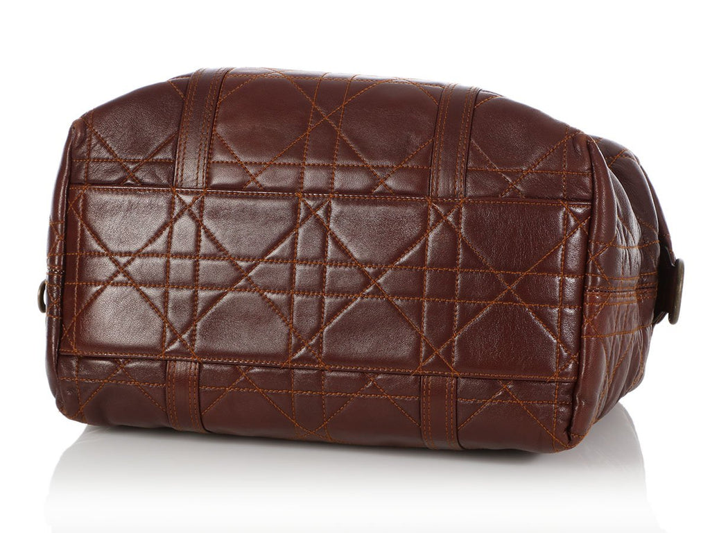 Dior Brown Cannage-Quilted Lambskin Satchel