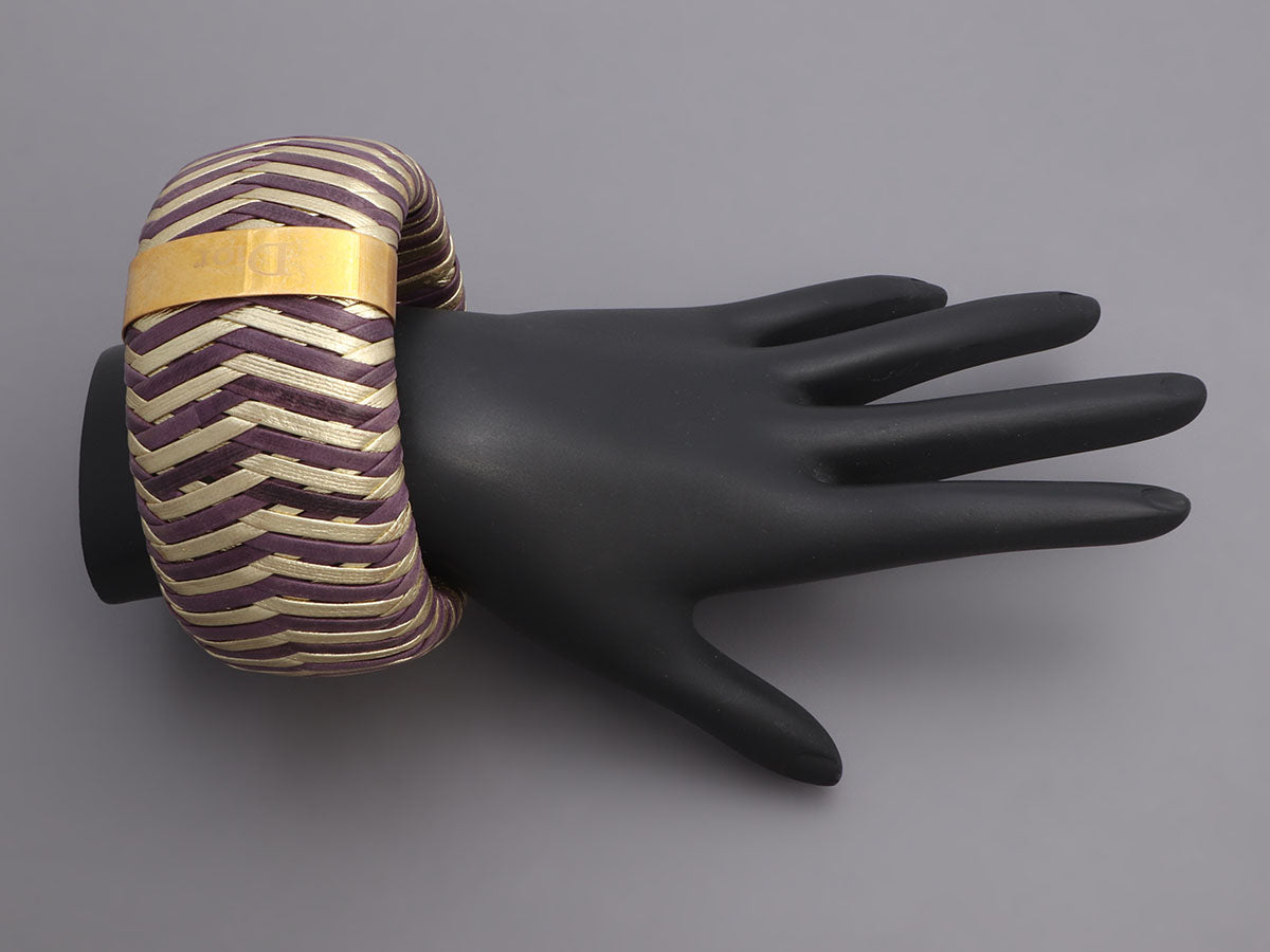 Signed Vintage Louis Vuitton Purple & Gold Clasp Cuff 