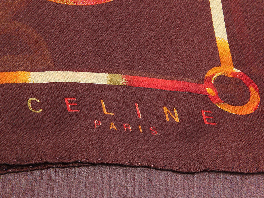 Céline Brown Chain Silk Scarf