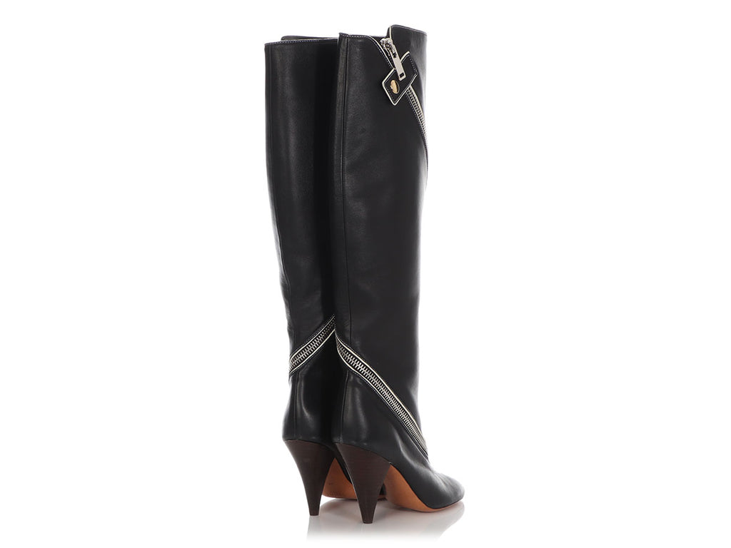 Céline Black Zipper Boots