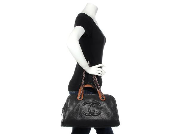 CHANEL, Bags, Chanel Black Quilted Iridescent Calfskin In The Mix Tote  Authentic Preowned
