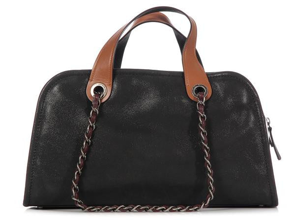 brown leather chanel bag black