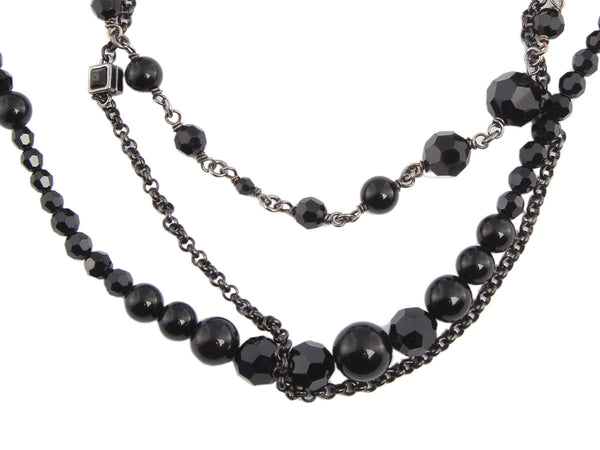 Chanel Long Black Beaded Necklace