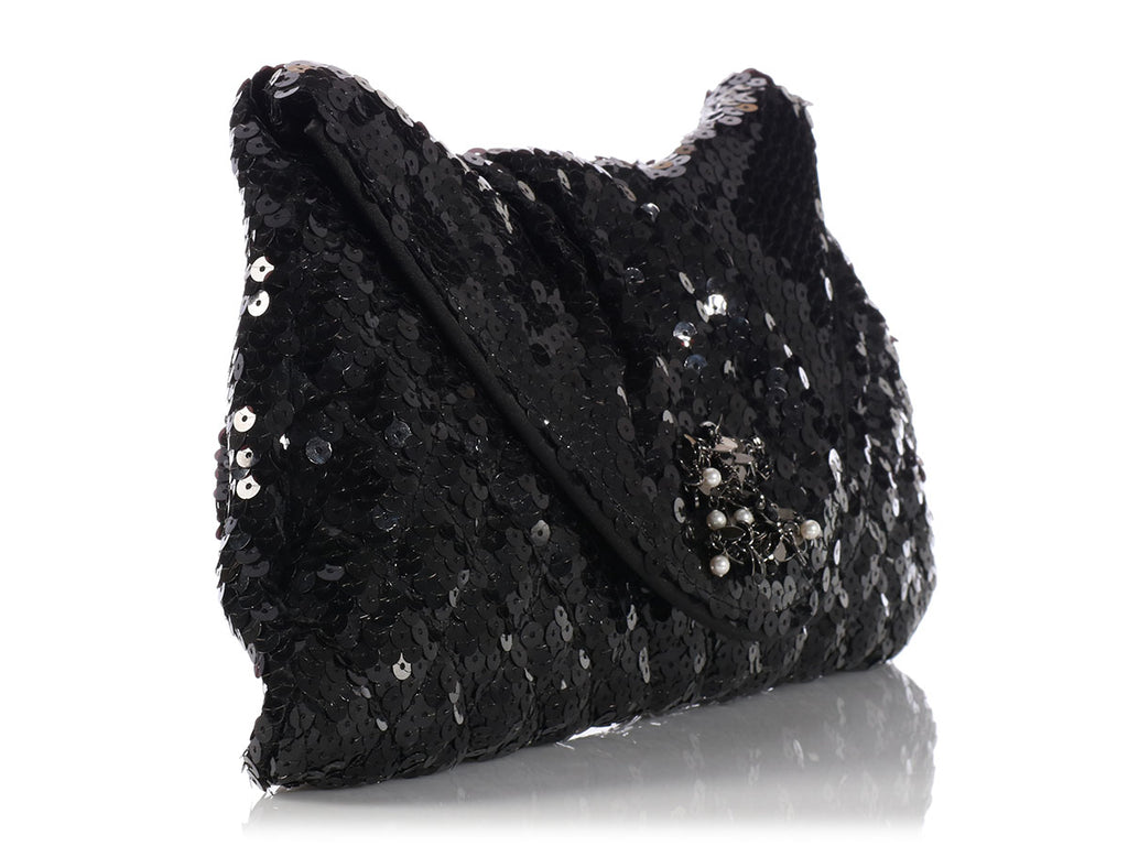 Chanel Black Sequin Clutch