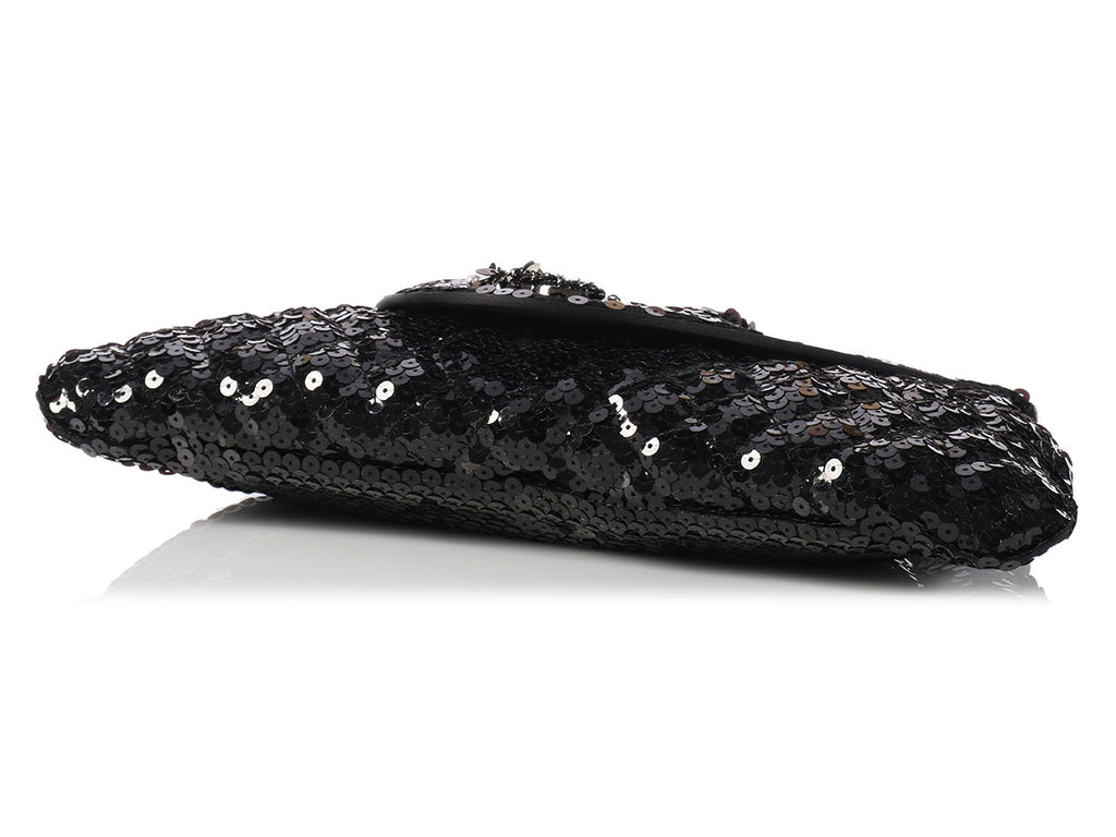 Chanel Black Sequin Clutch - Ann's Fabulous Closeouts