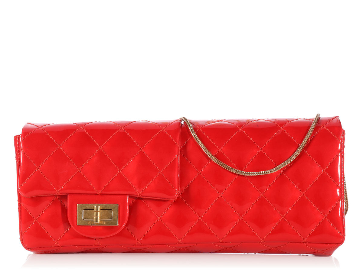 Lot - Unique Red Patent Leather CHANEL Clutch Bag