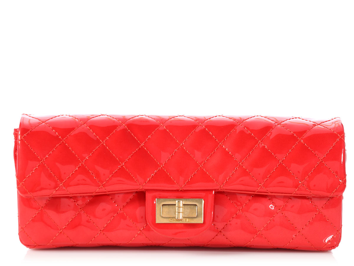 Chanel Red Quilted Patent Reissue Clutch - Ann's Fabulous Closeouts