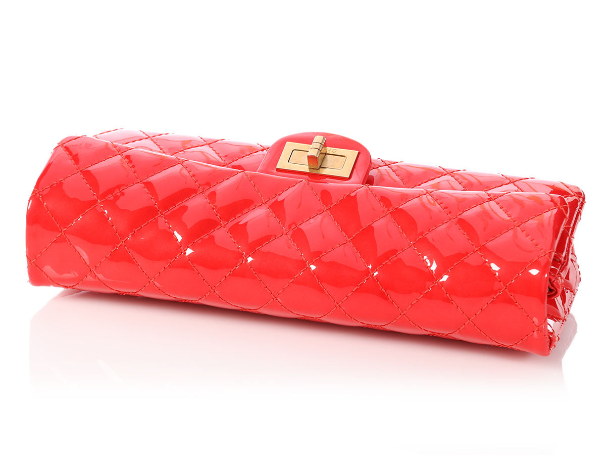 Chanel Red Quilted Patent Leather Maxi Classic Double Flap Bag Chanel