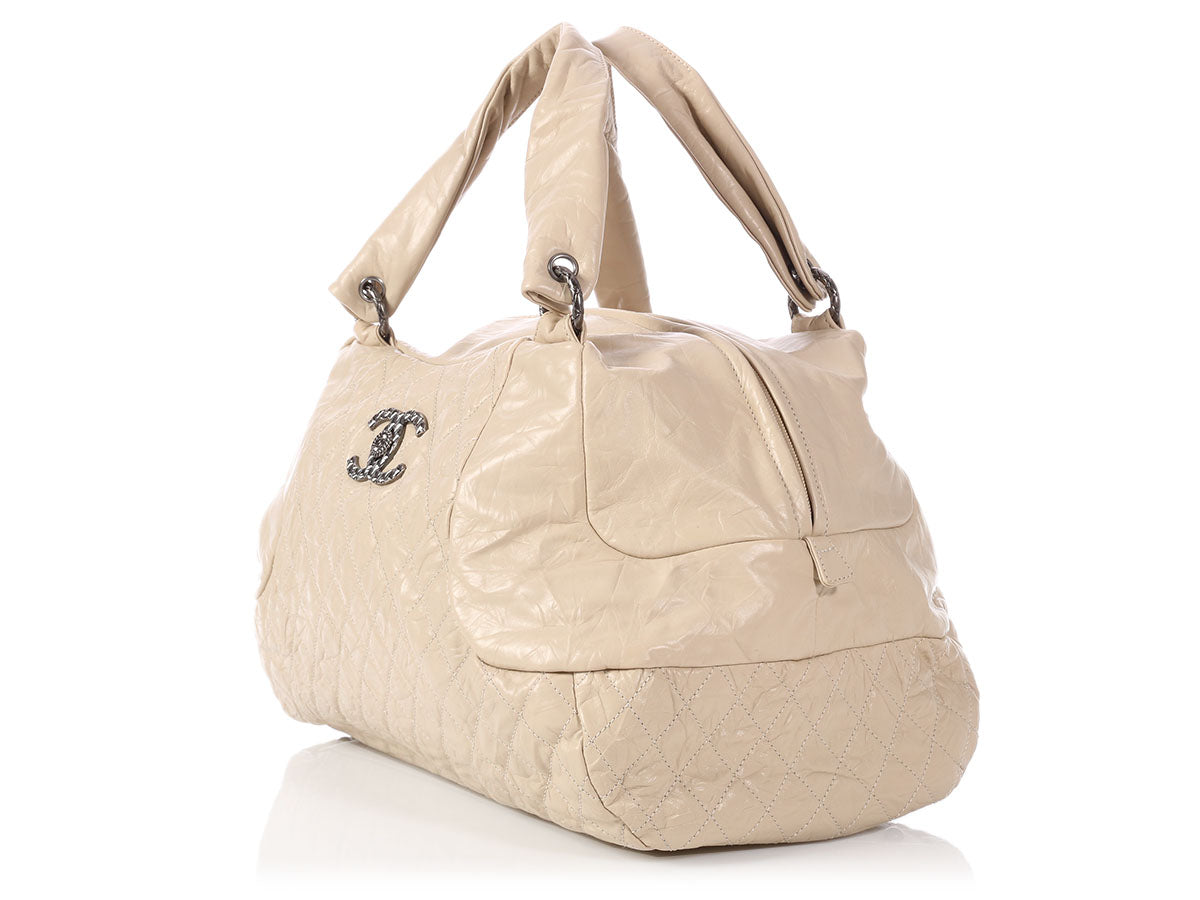 Oversized diamond-quilted bag - CREAM - women