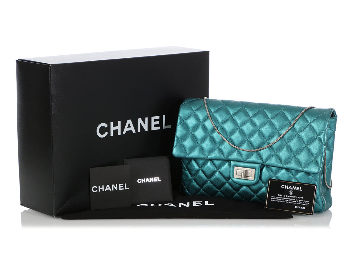 Chanel Black Turquoise Double Flap