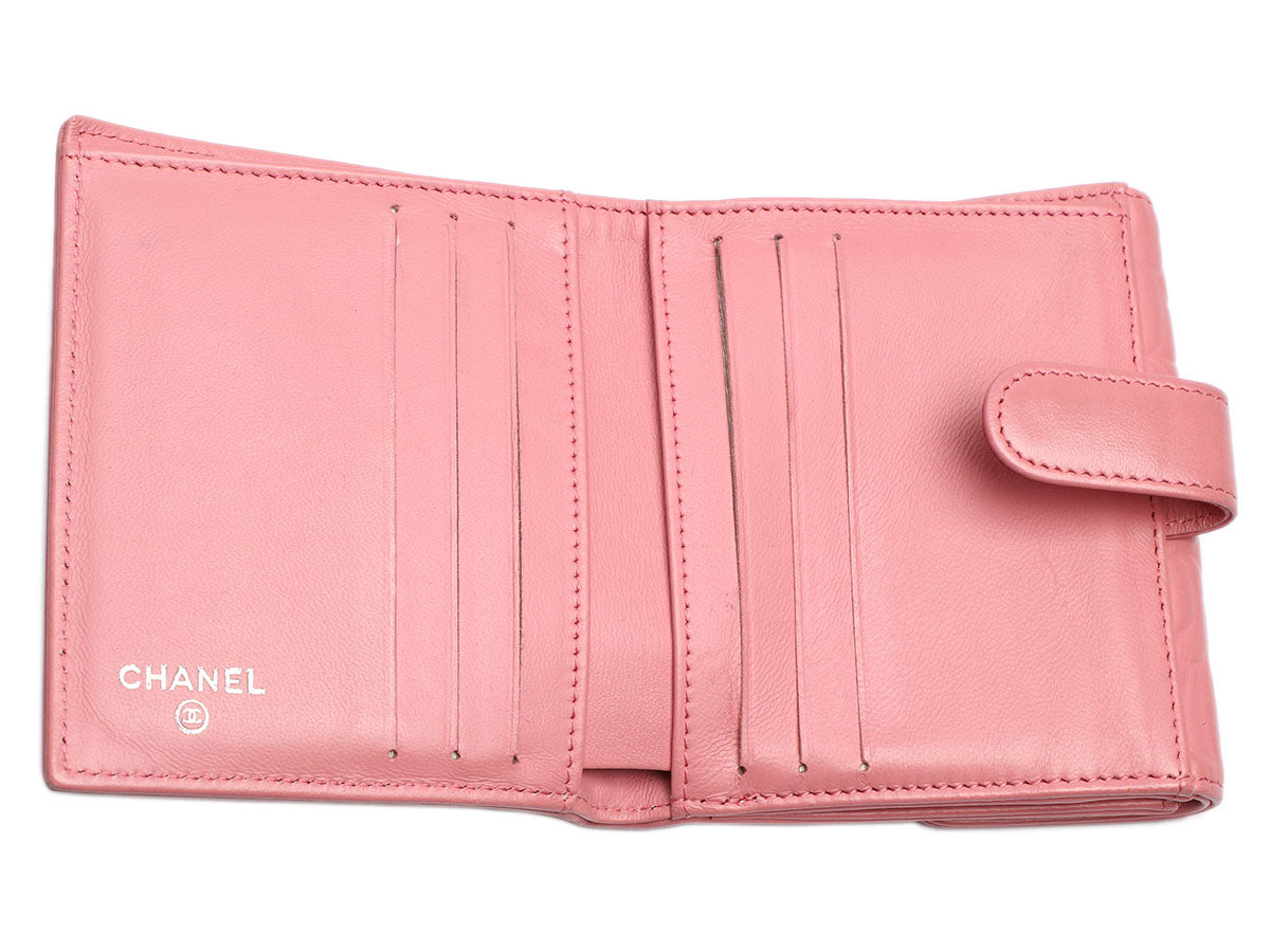 chanel pink leather wallet