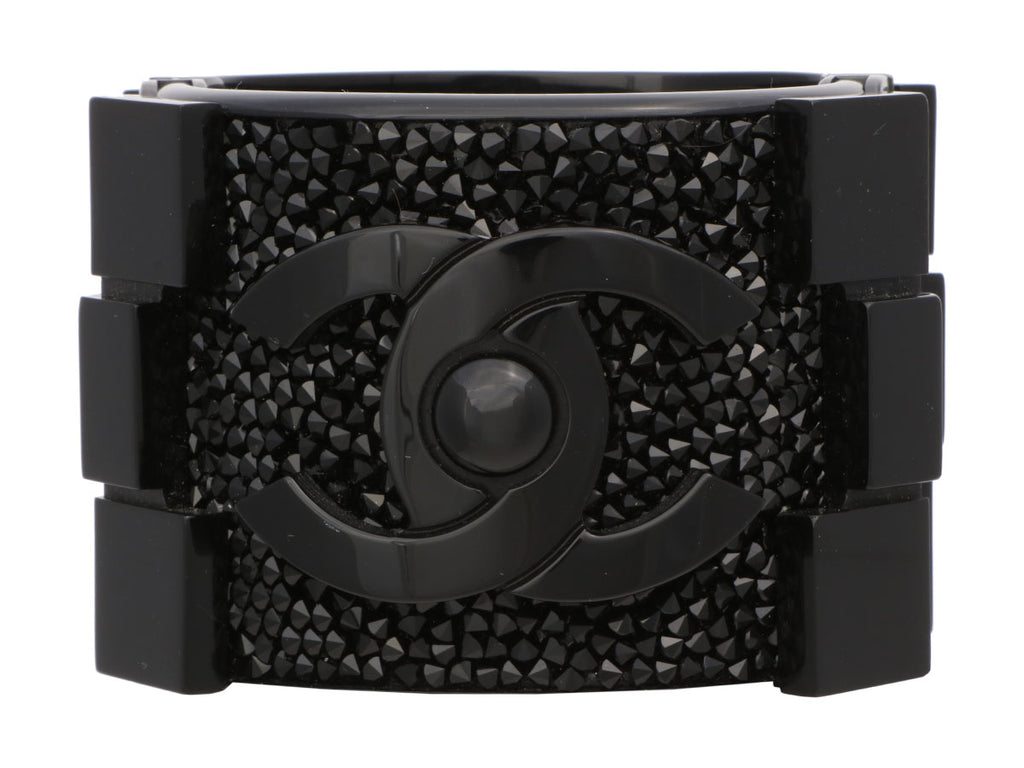 Chanel Limited Edition Black Crystal Lego Brick Boy Cuff