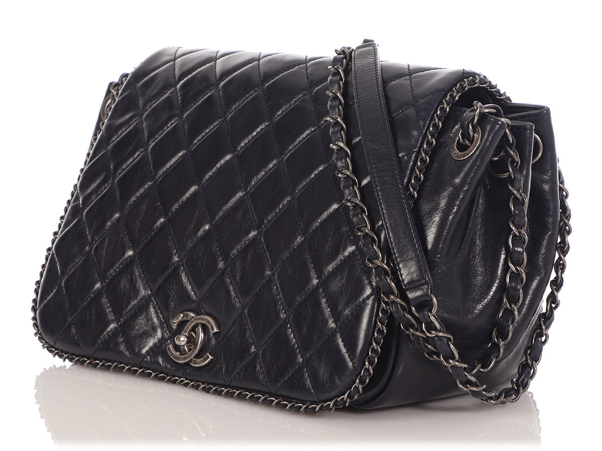 Chanel Navy Quilted Distressed Calfskin Chain Flap - Ann's Fabulous  Closeouts