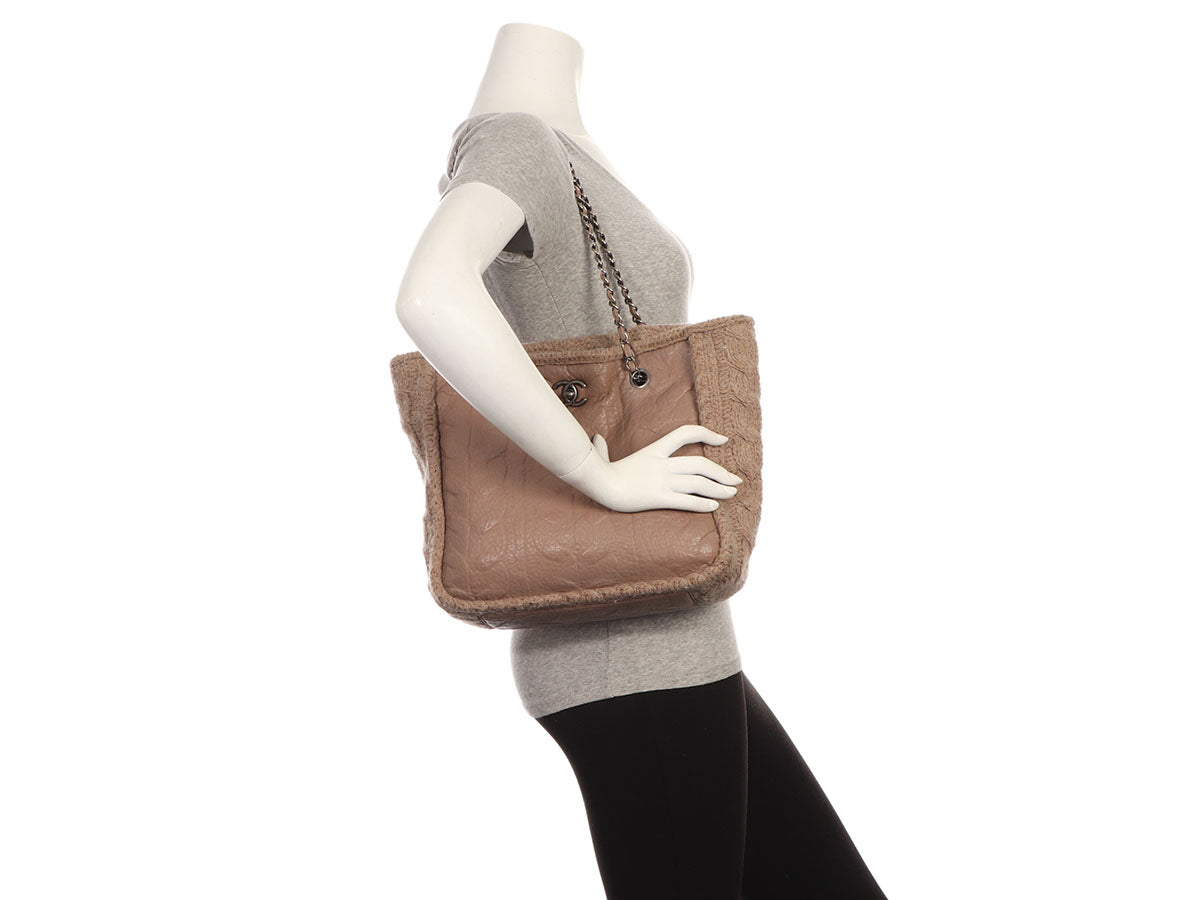 Chanel Tan Twisted Sheepskin and Wool Tote - Ann's Fabulous Closeouts