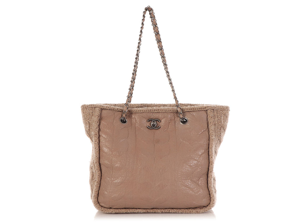 Chanel Tan Twisted Sheepskin and Wool Tote
