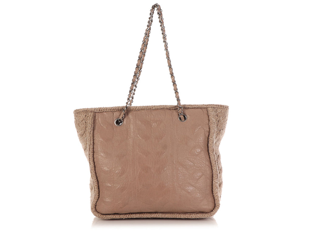 Chanel Tan Twisted Sheepskin and Wool Tote