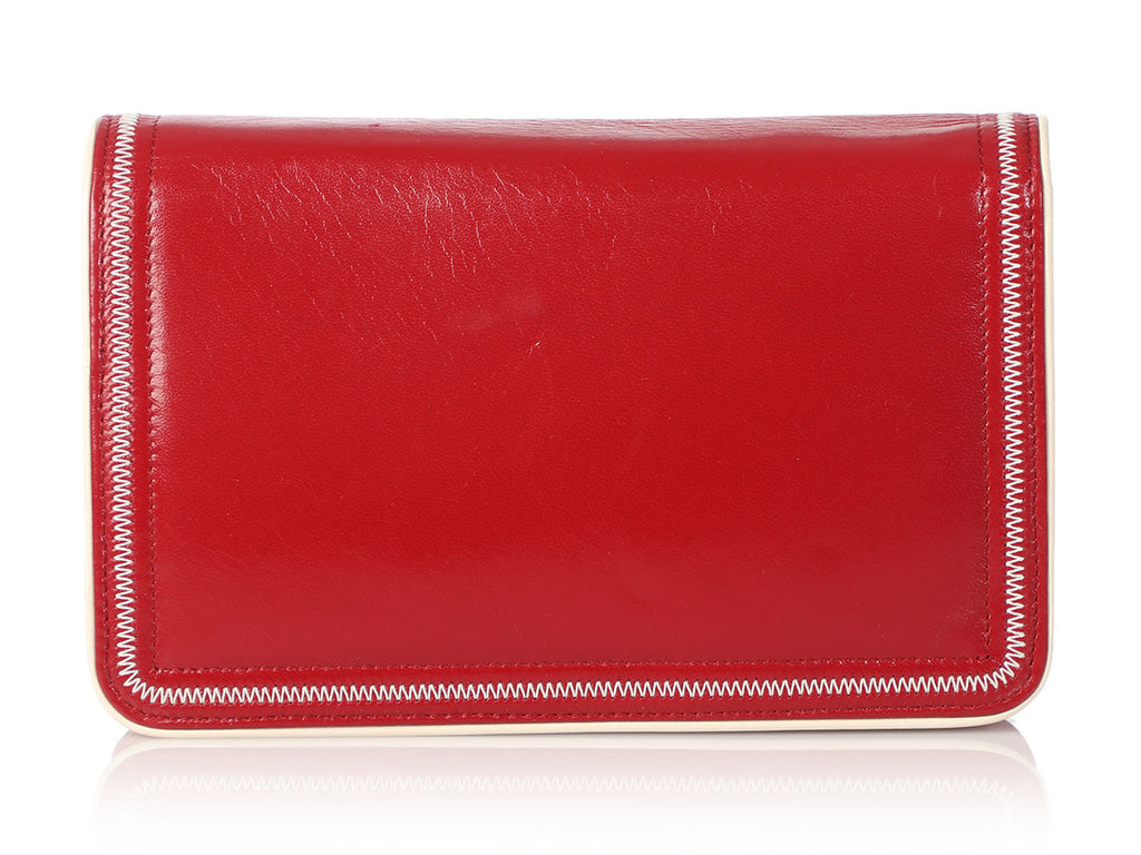 Chanel Red Distressed Leather Wallet on a Chain WOC