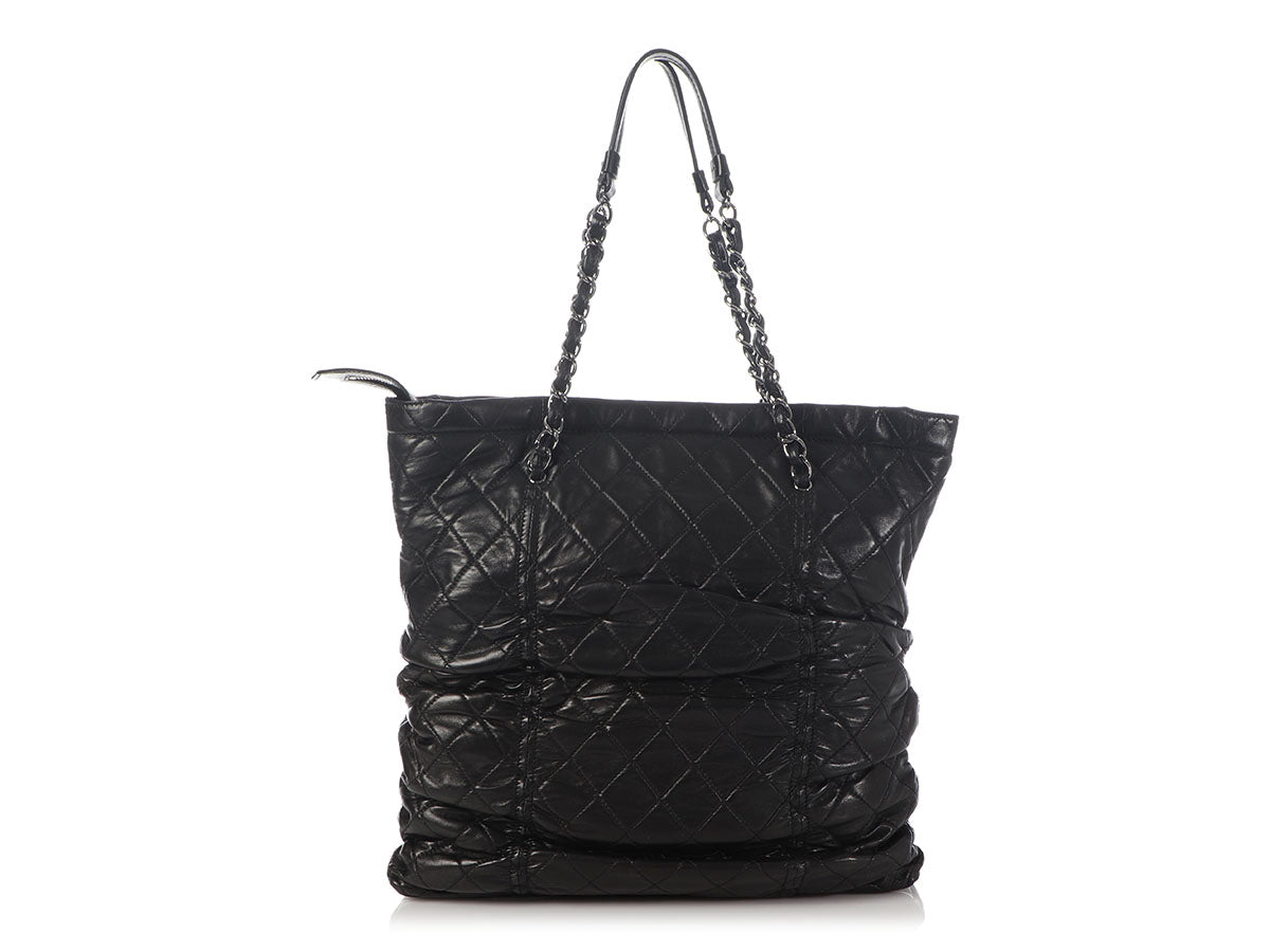 Chanel Large Black Part-Quilted Soft Calfskin Shopping Tote by Ann's Fabulous Finds