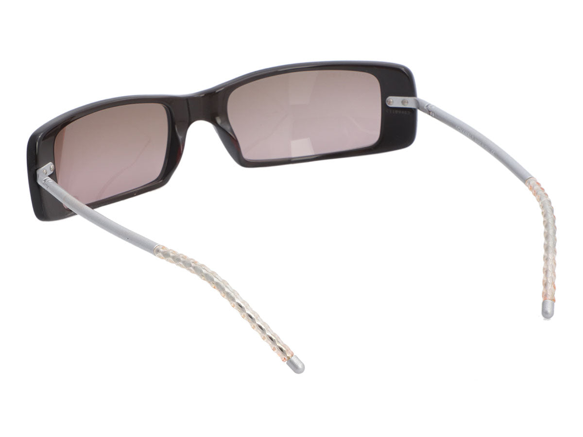 Chanel Black Wrap Sunglasses with Silver Monogram Detail