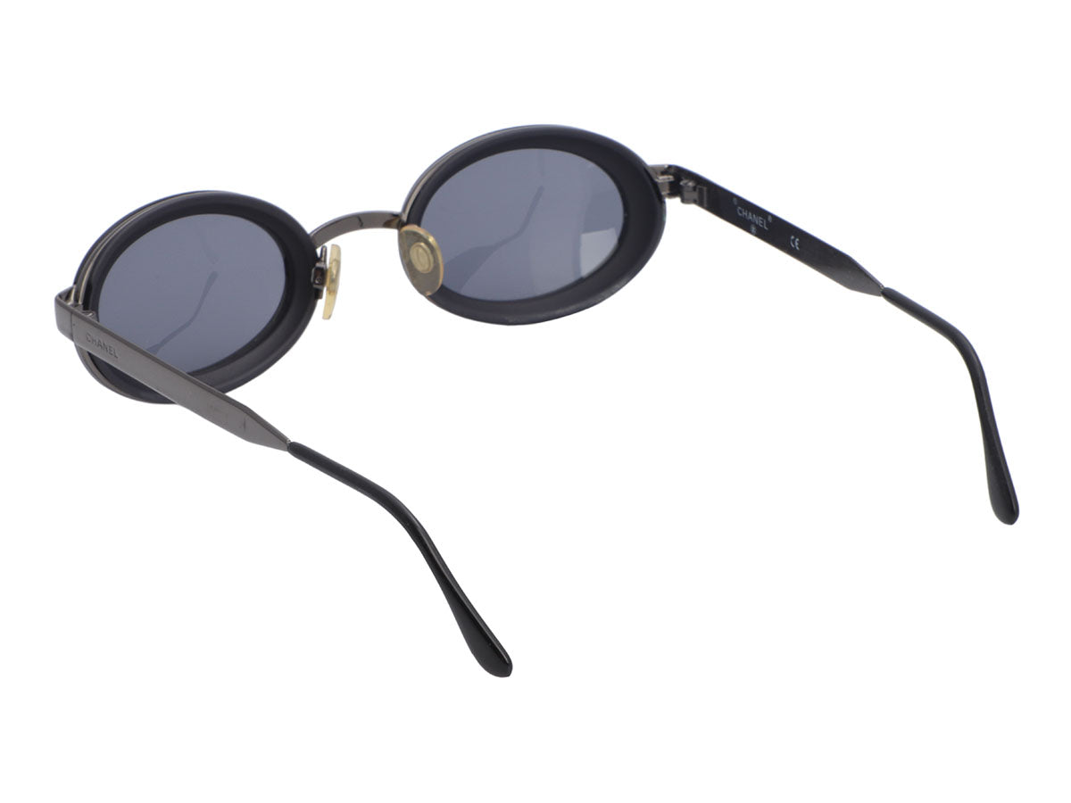 chanel black oval sunglasses vintage