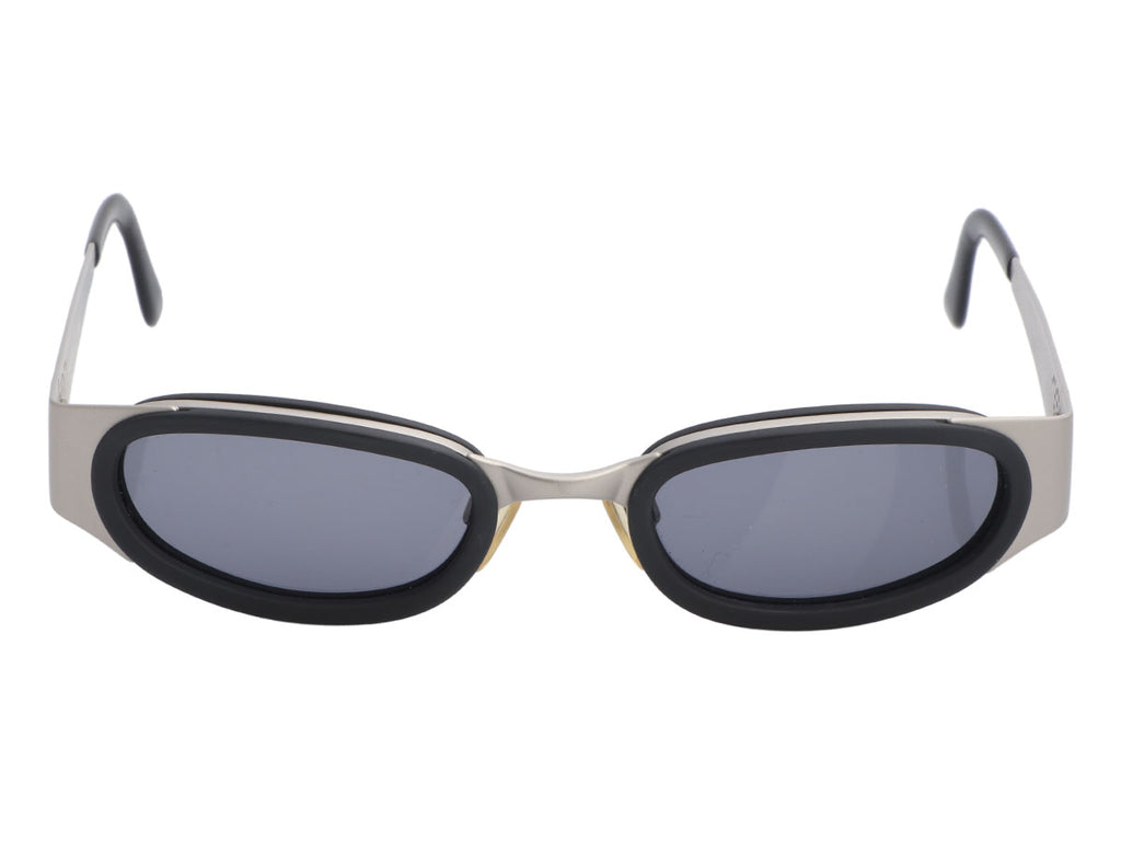 Chanel Black and Silver Oval Sunglasses
