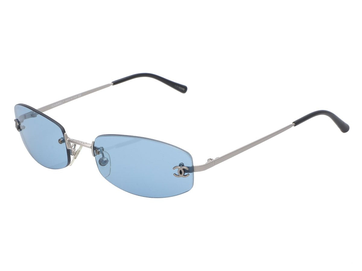 Chanel Blue Chain Square Tinted Sunglasses Light blue Metal Plastic  ref.195010 - Joli Closet