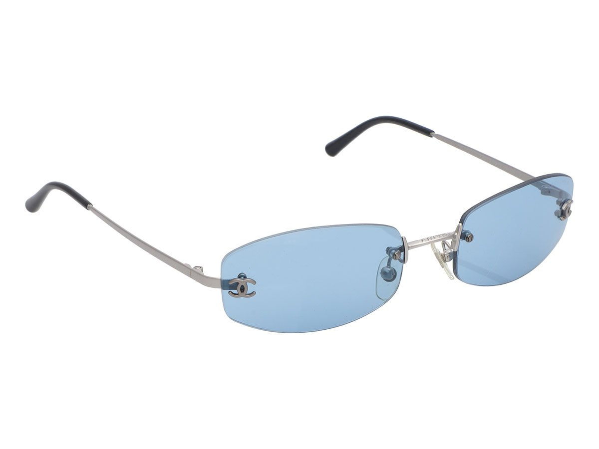 CHANEL 4010 c123/79 66□12 115 Women's Aviator Sunglasses - Bluish Grey
