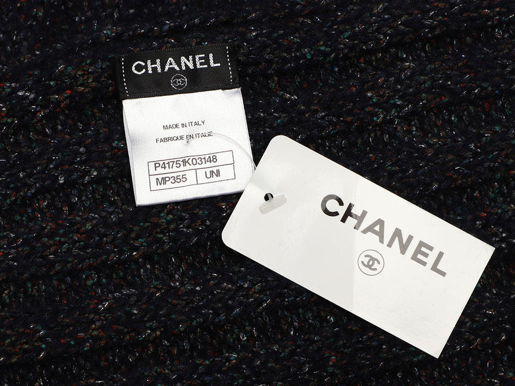 Chanel Navy Blue Knit Scarf