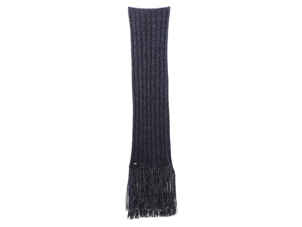Chanel Navy Blue Knit Scarf